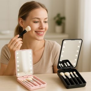 Mini-børstesæt med LED-spejl | GLOBRISTIC